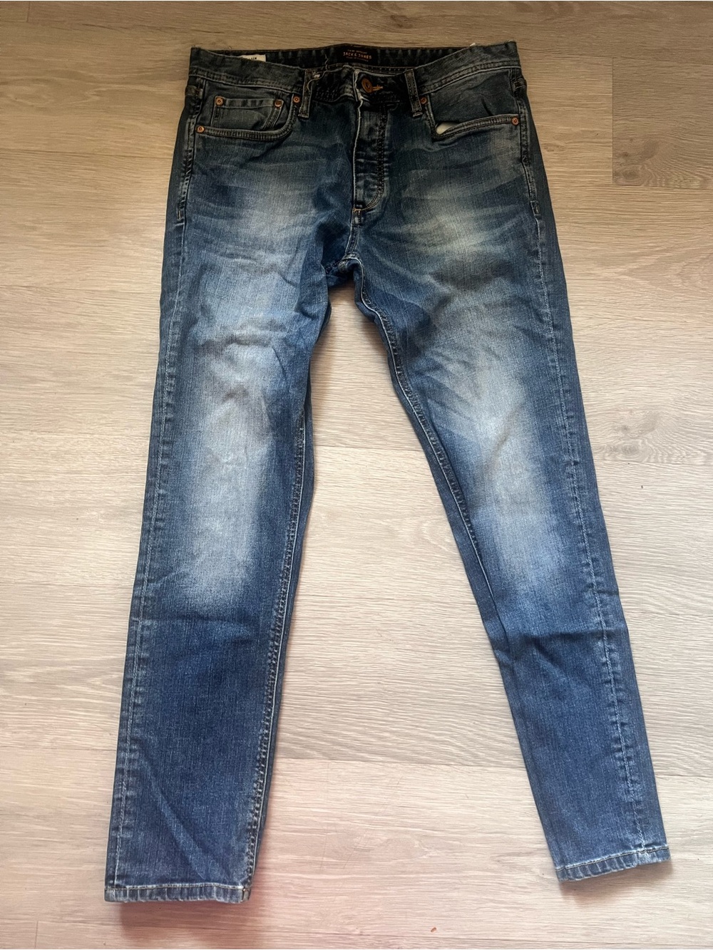 Jack & Jones Slim Men's Washed Blue Denim Jeans